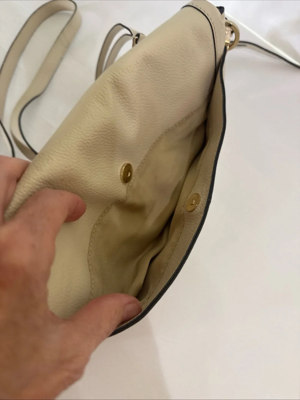 Lodis Leather Crossbody Cream Color Fold Over Butter Soft Shoulder Bag Purse